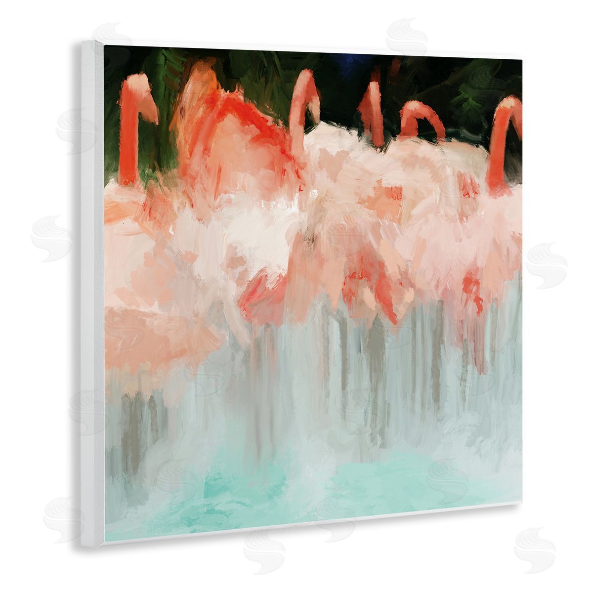 Dan Meneely Abstract Flamingo Group Contemporary Pink Birds Wooden Wall Plaque Art Print