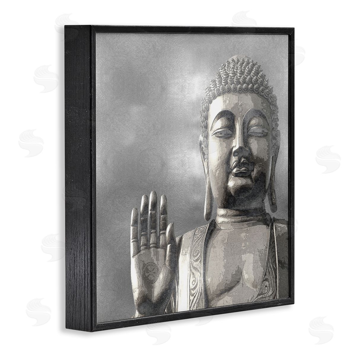 Tom Bray Buddha Inspired Portrait Greyscale Eastern Figure Black Framed Glicee Wall Art Print
