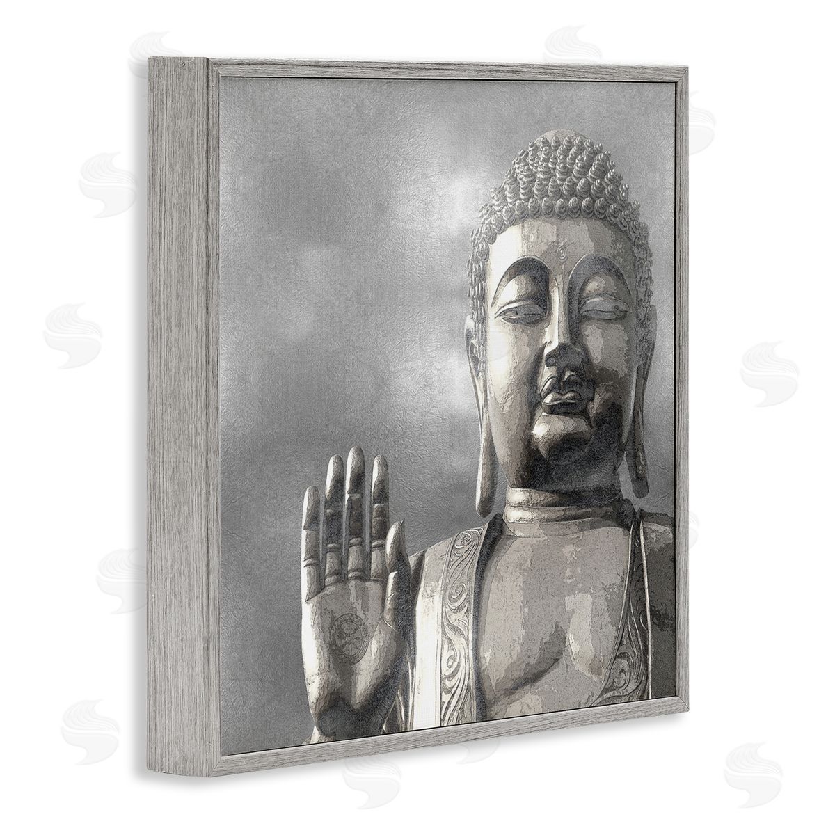Tom Bray Buddha Inspired Portrait Greyscale Eastern Figure Gray Framed Glicee Wall Art Print