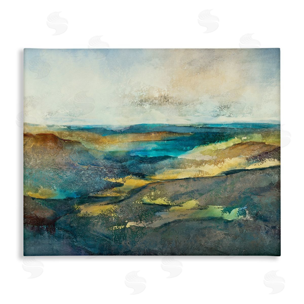 Scott Brems Abstract Nautical Cliff Landscape Blue Green Hills