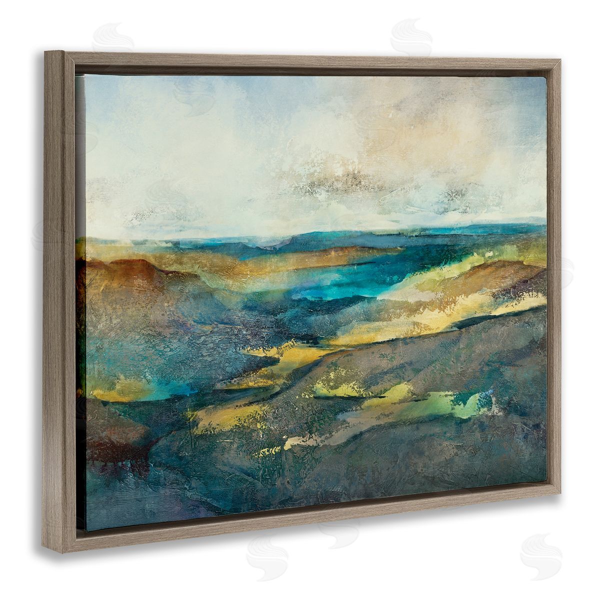 Scott Brems Abstract Nautical Cliff Landscape Blue Green Hills