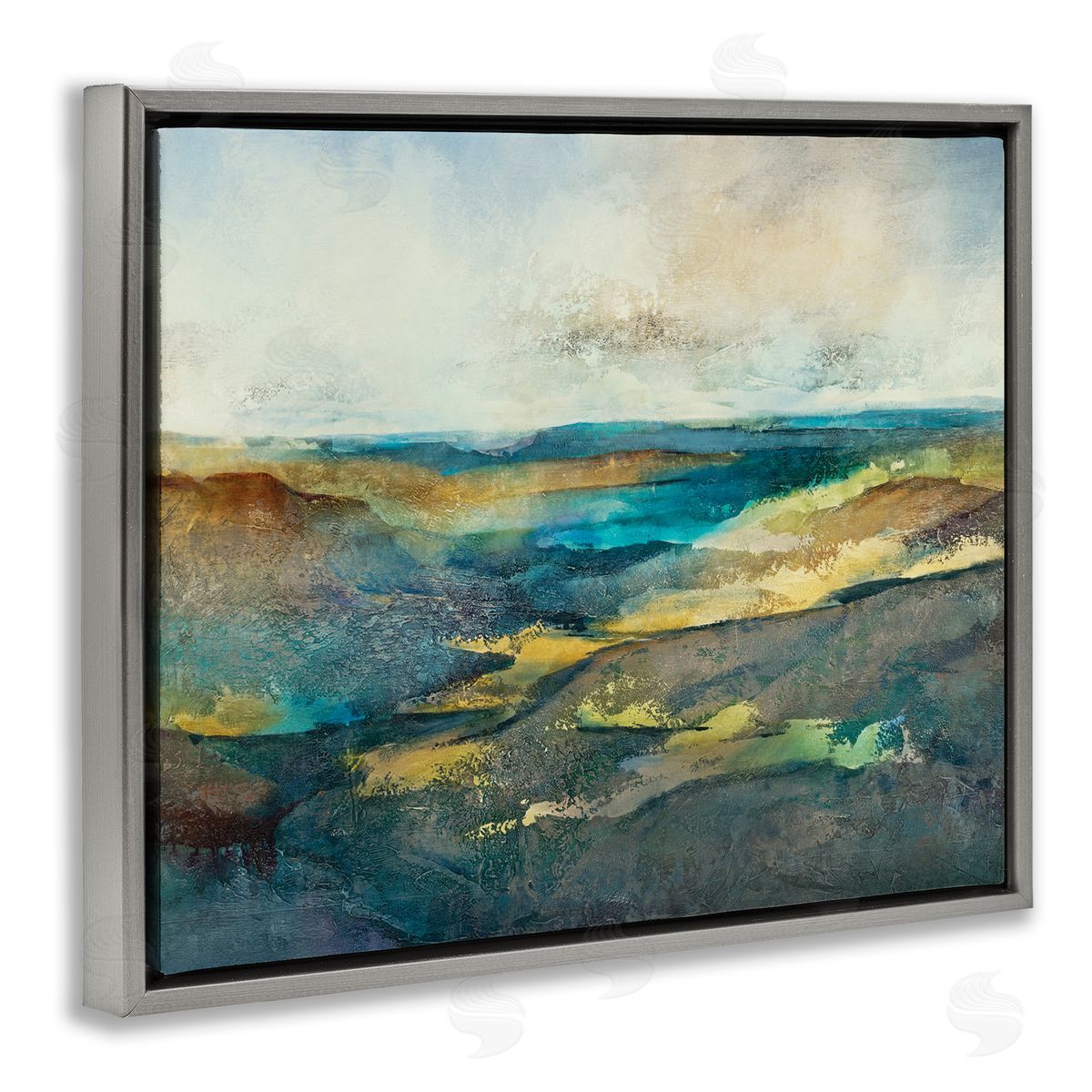 Scott Brems Abstract Nautical Cliff Landscape Blue Green Hills