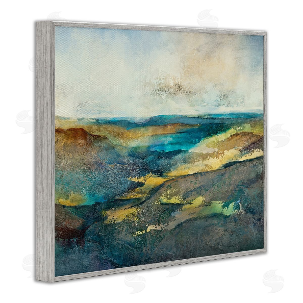 Scott Brems Abstract Nautical Cliff Landscape Blue Green Hills