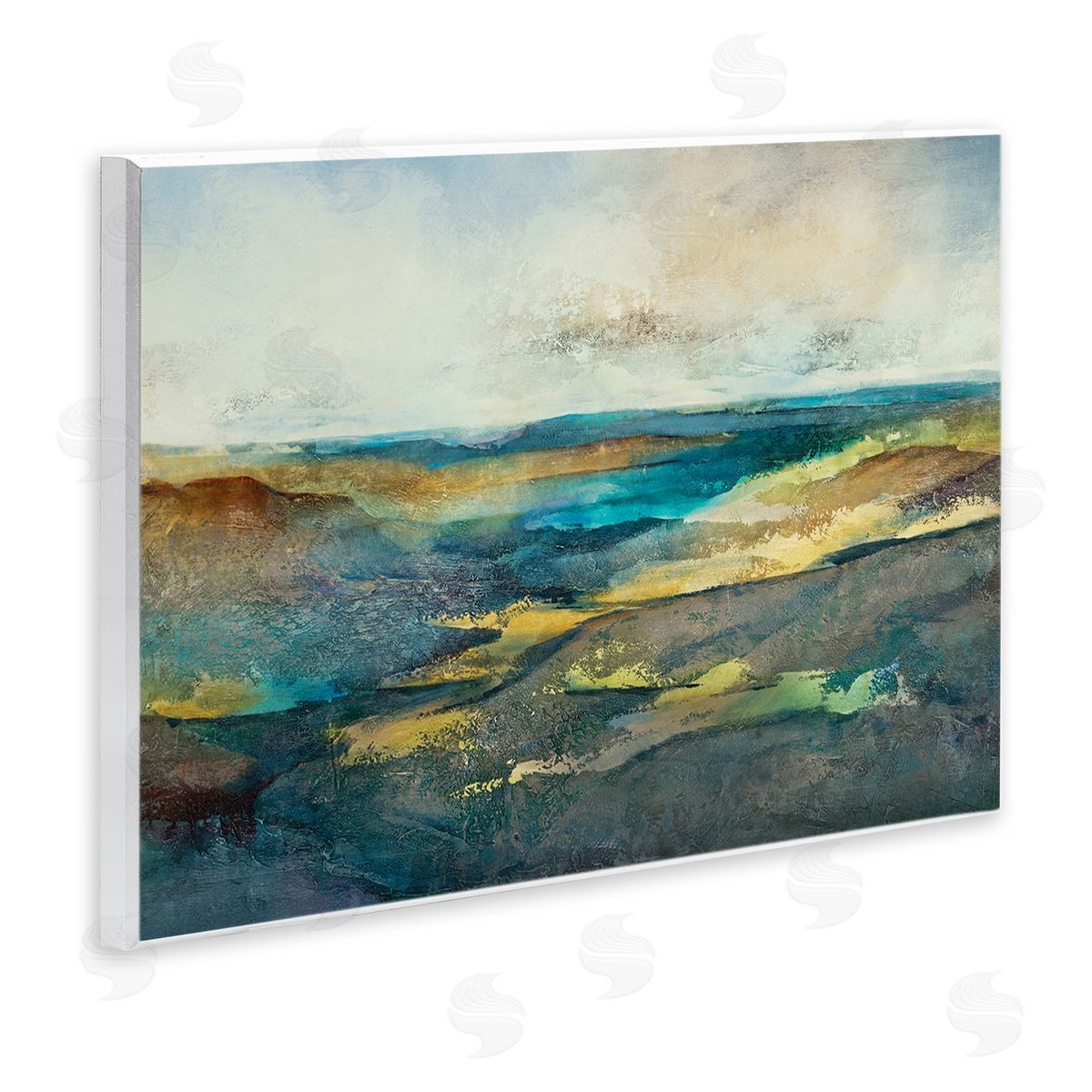 Scott Brems Abstract Nautical Cliff Landscape Blue Green Hills