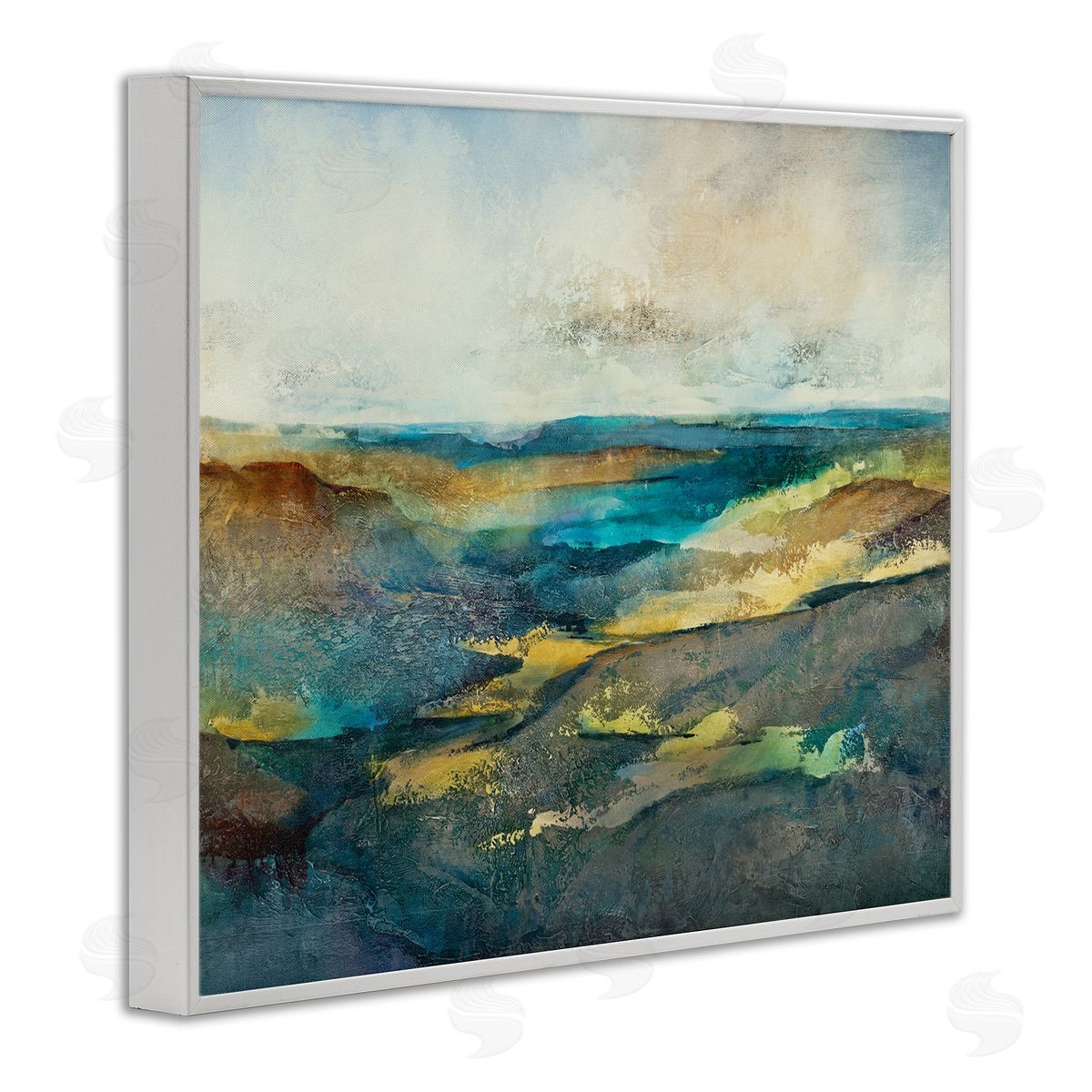 Scott Brems Abstract Nautical Cliff Landscape Blue Green Hills