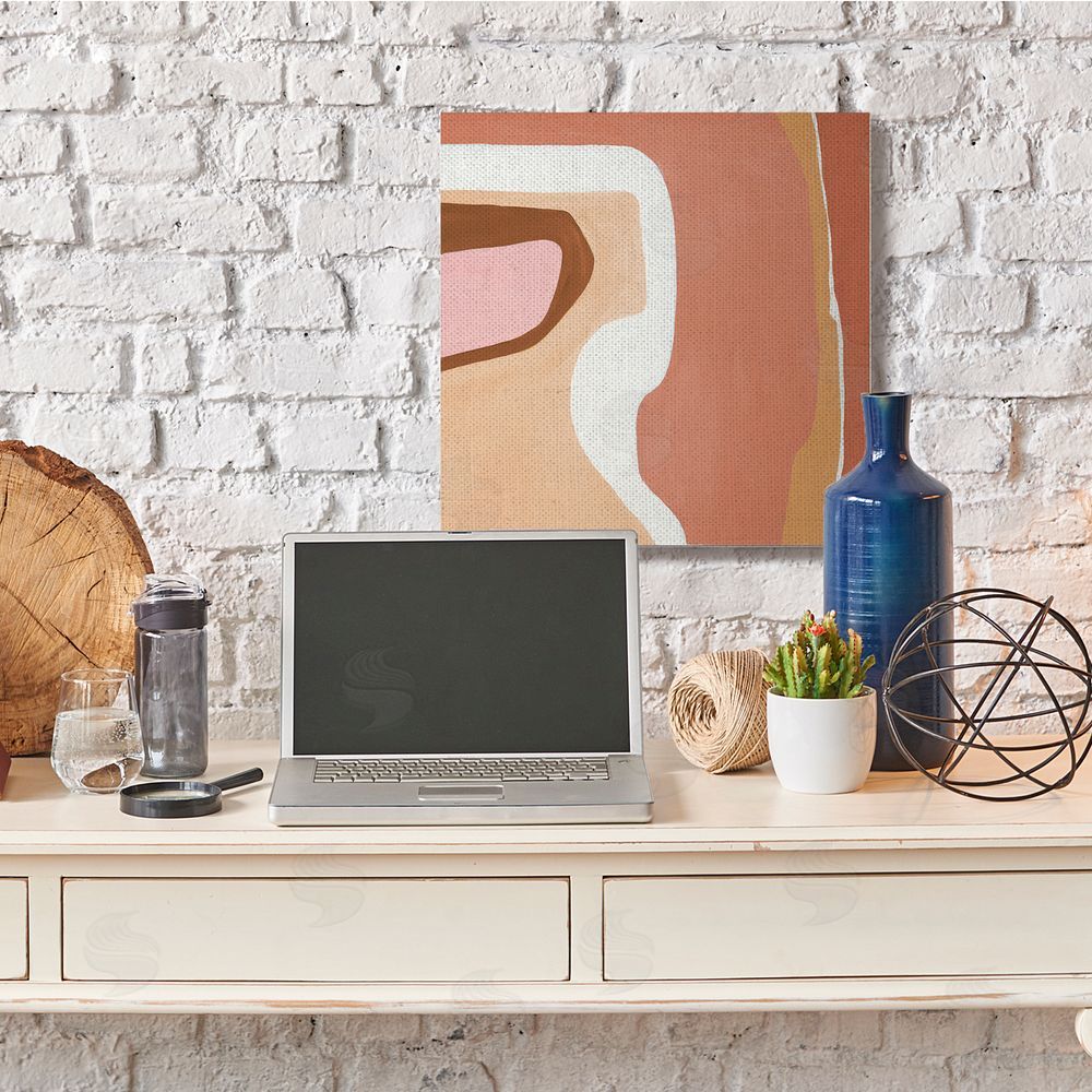 Ruth Fromstein Desert Inspired Abstraction Pink Red Beige Canvas Wall Art in Room