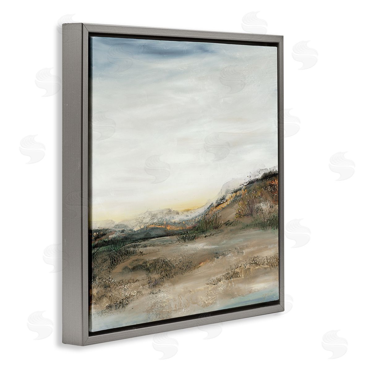 Ruth Fromstein Desert Landscape Abstraction Rustic Mountain Range Gray Floating Frame Canvas Wall Art Print
