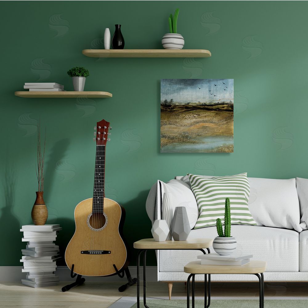 Ruth Fromstein Rustic Landscape Abstraction Birds at Flight Canvas Wall Art in Room