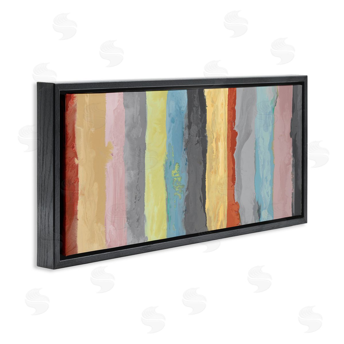 Randy Hibberd Abstract Stripe Pattern Brush Strokes Blue Yellow Pink
