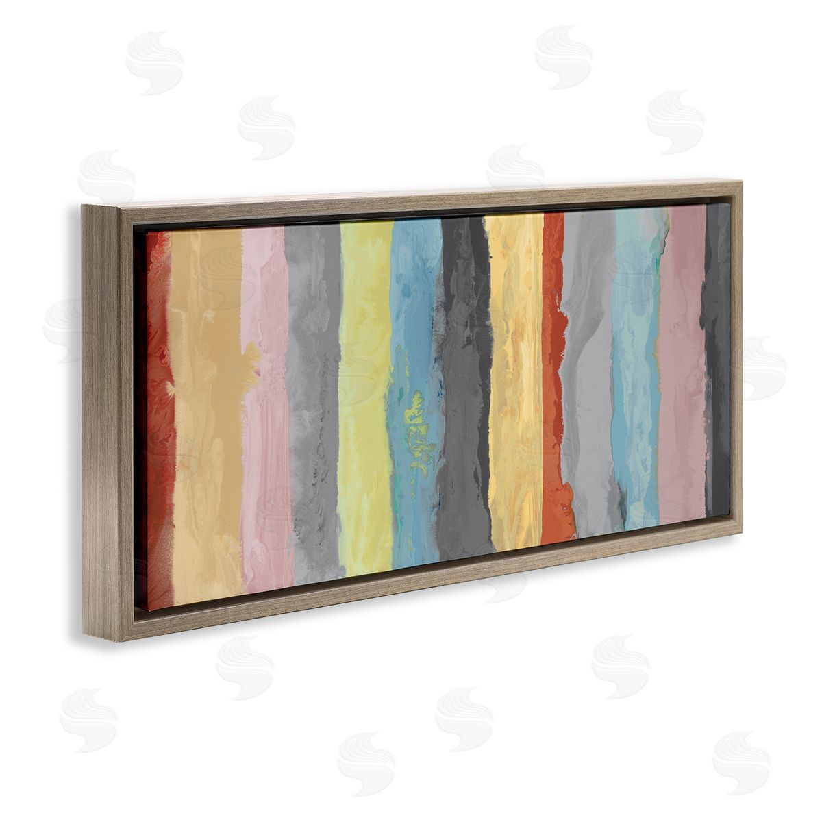 Randy Hibberd Abstract Stripe Pattern Brush Strokes Blue Yellow Pink