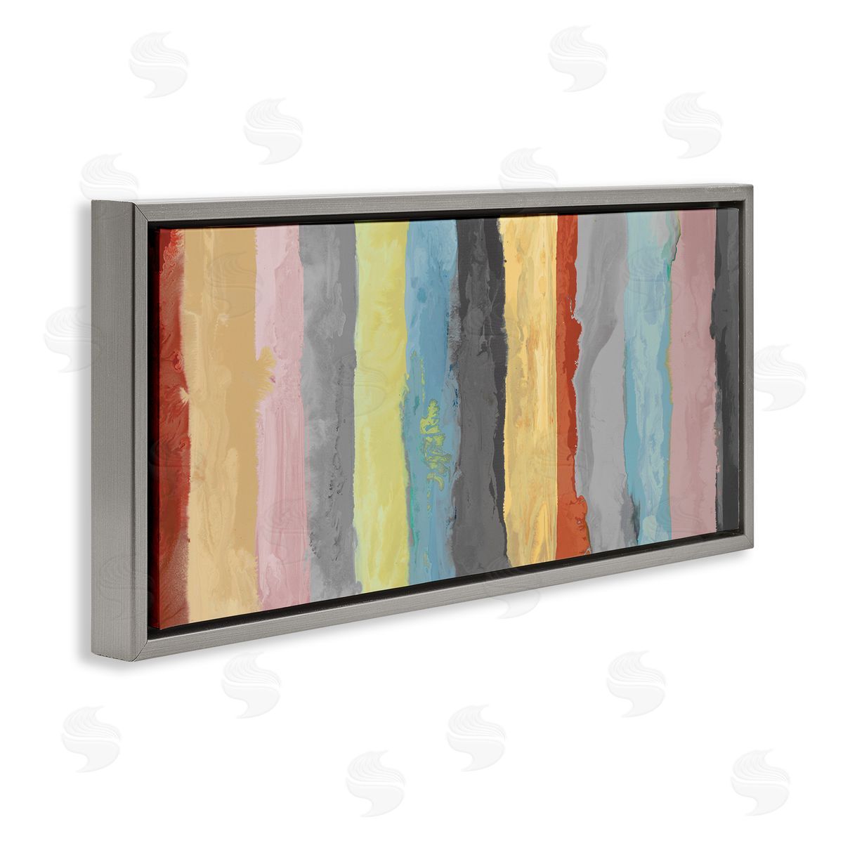 Randy Hibberd Abstract Stripe Pattern Brush Strokes Blue Yellow Pink