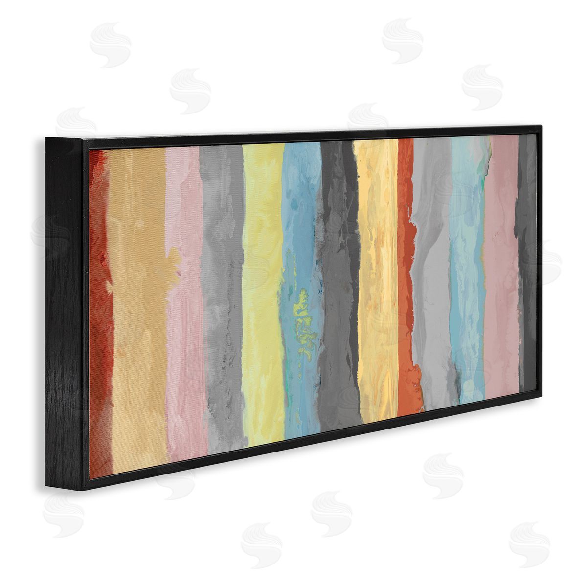 Randy Hibberd Abstract Stripe Pattern Brush Strokes Blue Yellow Pink