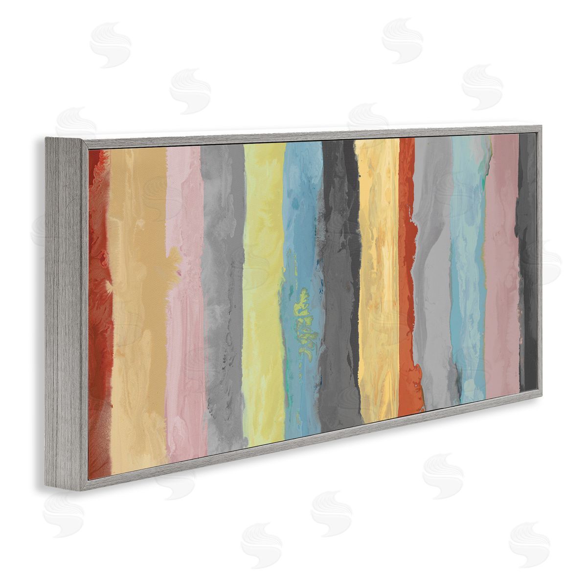 Randy Hibberd Abstract Stripe Pattern Brush Strokes Blue Yellow Pink