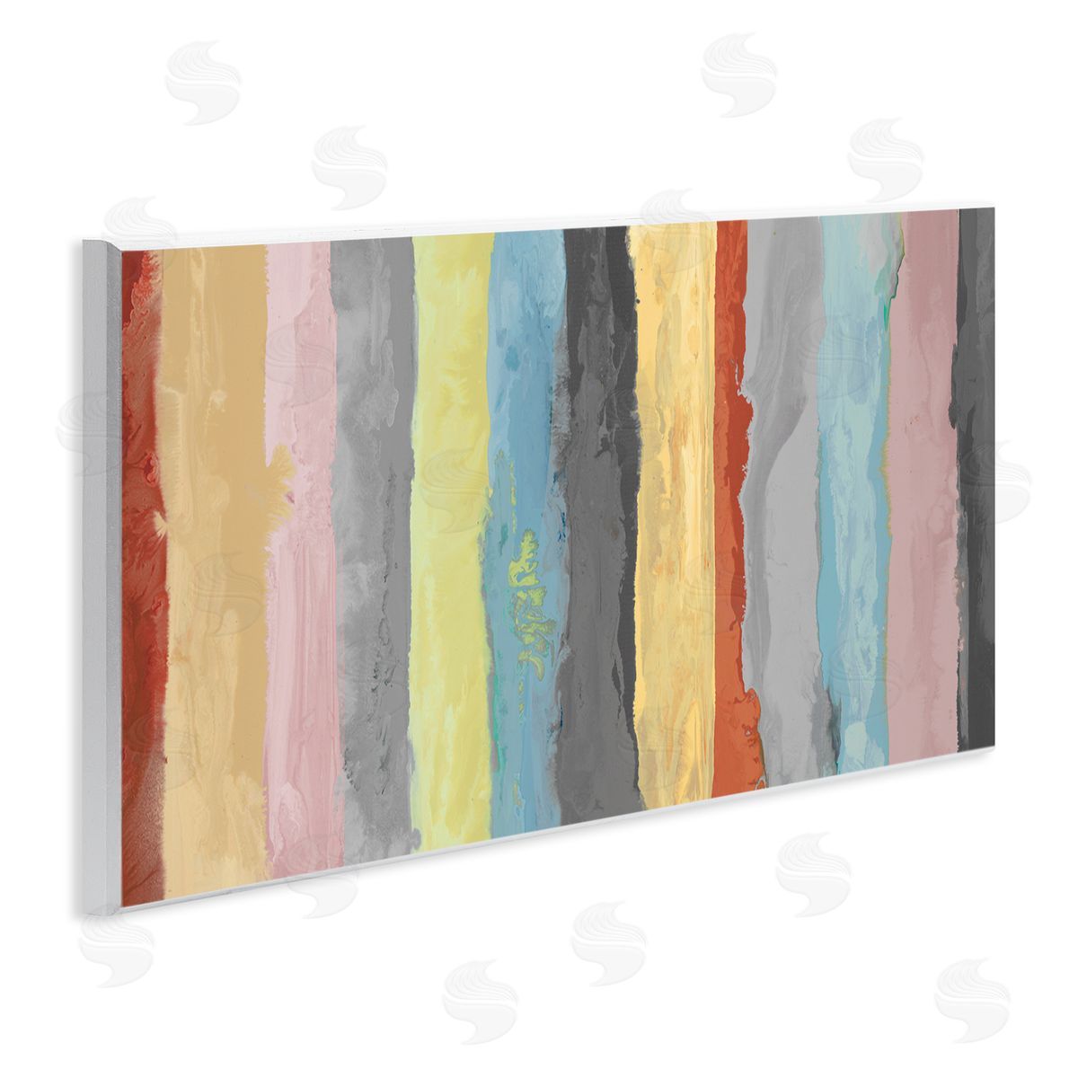 Randy Hibberd Abstract Stripe Pattern Brush Strokes Blue Yellow Pink