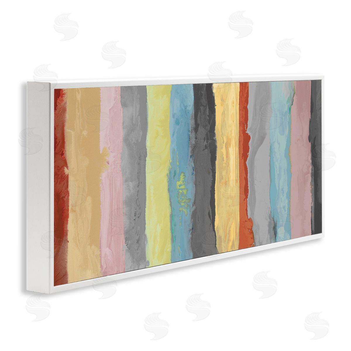 Randy Hibberd Abstract Stripe Pattern Brush Strokes Blue Yellow Pink