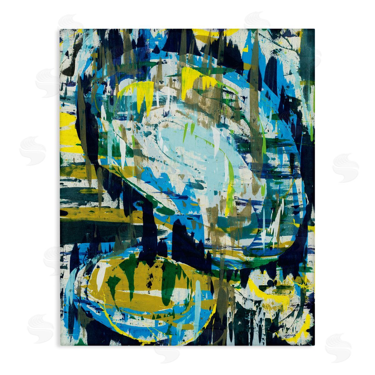 Jeff Iorillo Surreal Abstract Shapes Blue Green Brush Strokes