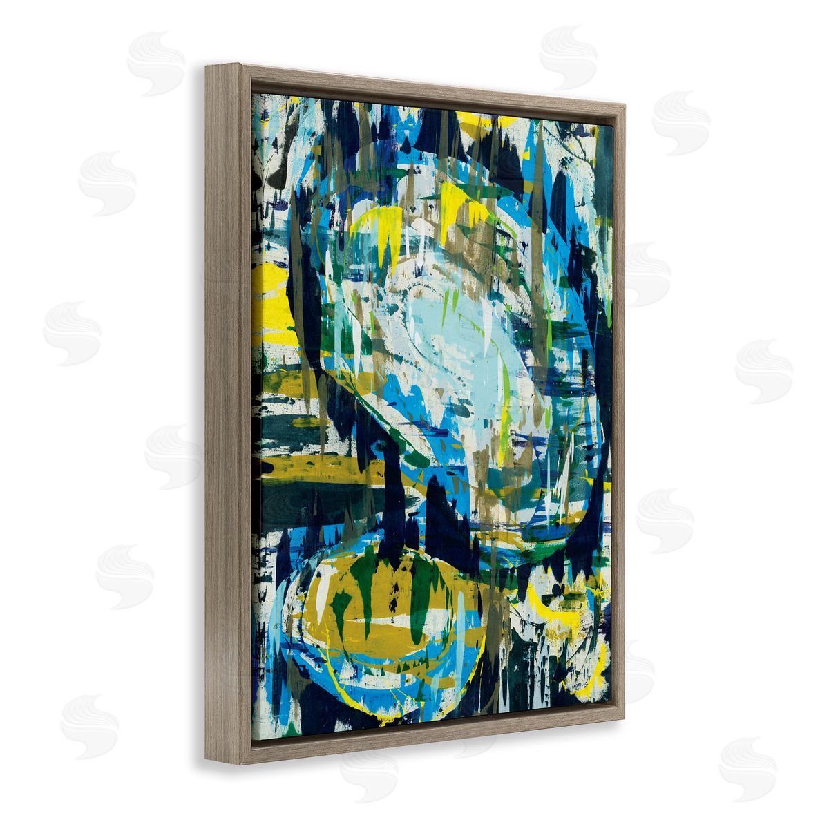 Jeff Iorillo Surreal Abstract Shapes Blue Green Brush Strokes