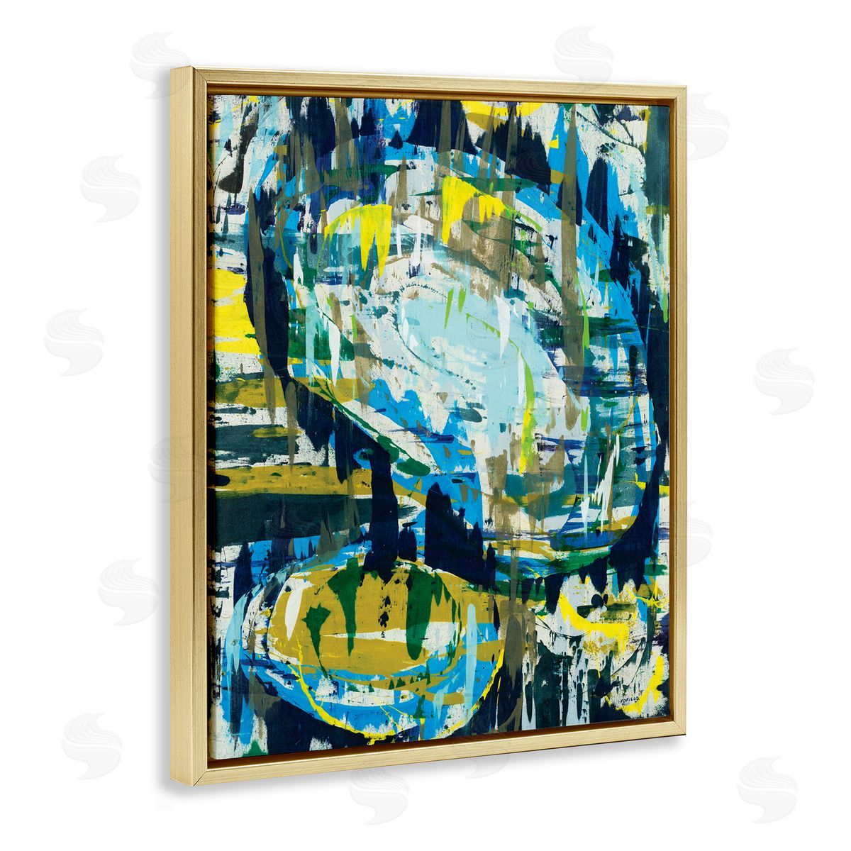 Jeff Iorillo Surreal Abstract Shapes Blue Green Brush Strokes