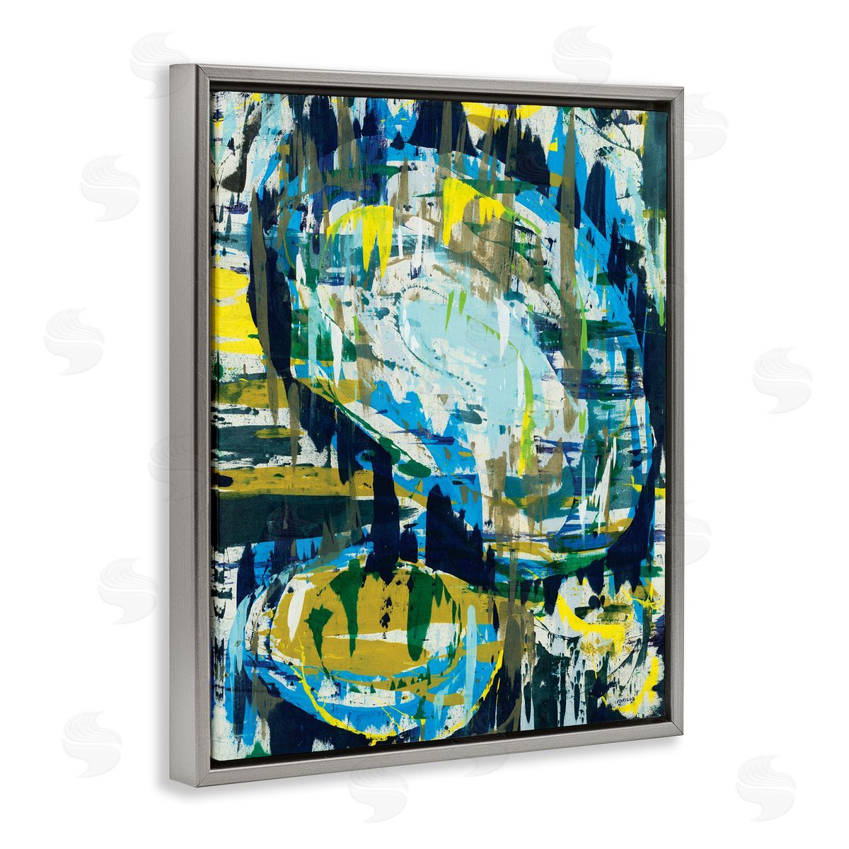 Jeff Iorillo Surreal Abstract Shapes Blue Green Brush Strokes