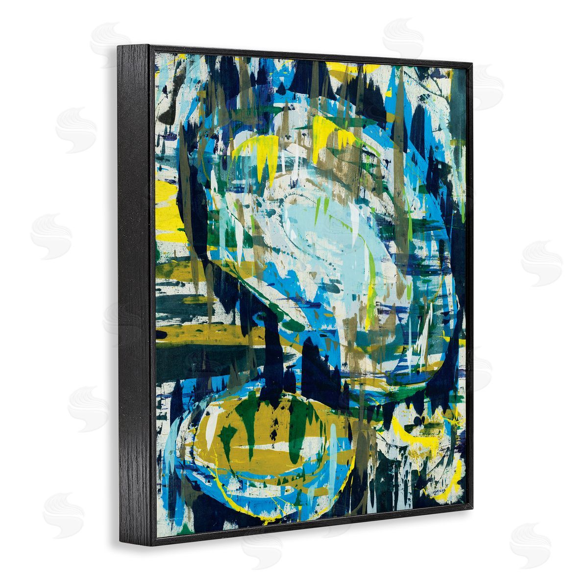Jeff Iorillo Surreal Abstract Shapes Blue Green Brush Strokes