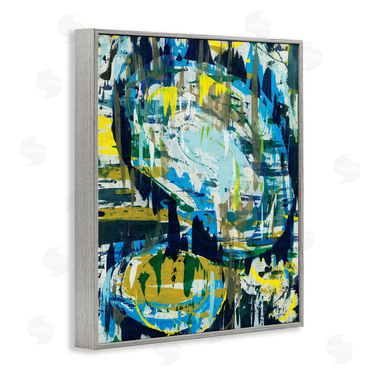 Jeff Iorillo Surreal Abstract Shapes Blue Green Brush Strokes