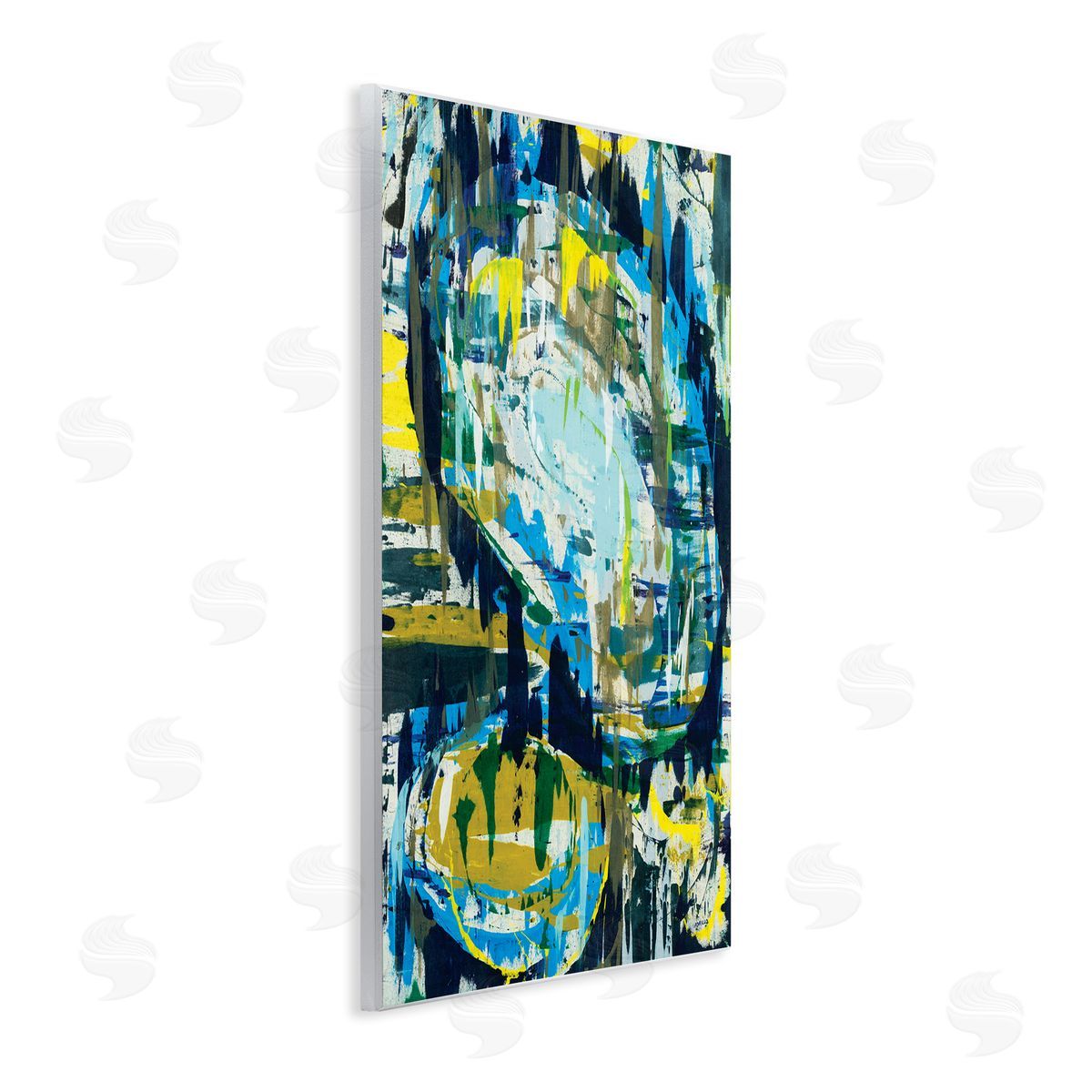 Jeff Iorillo Surreal Abstract Shapes Blue Green Brush Strokes