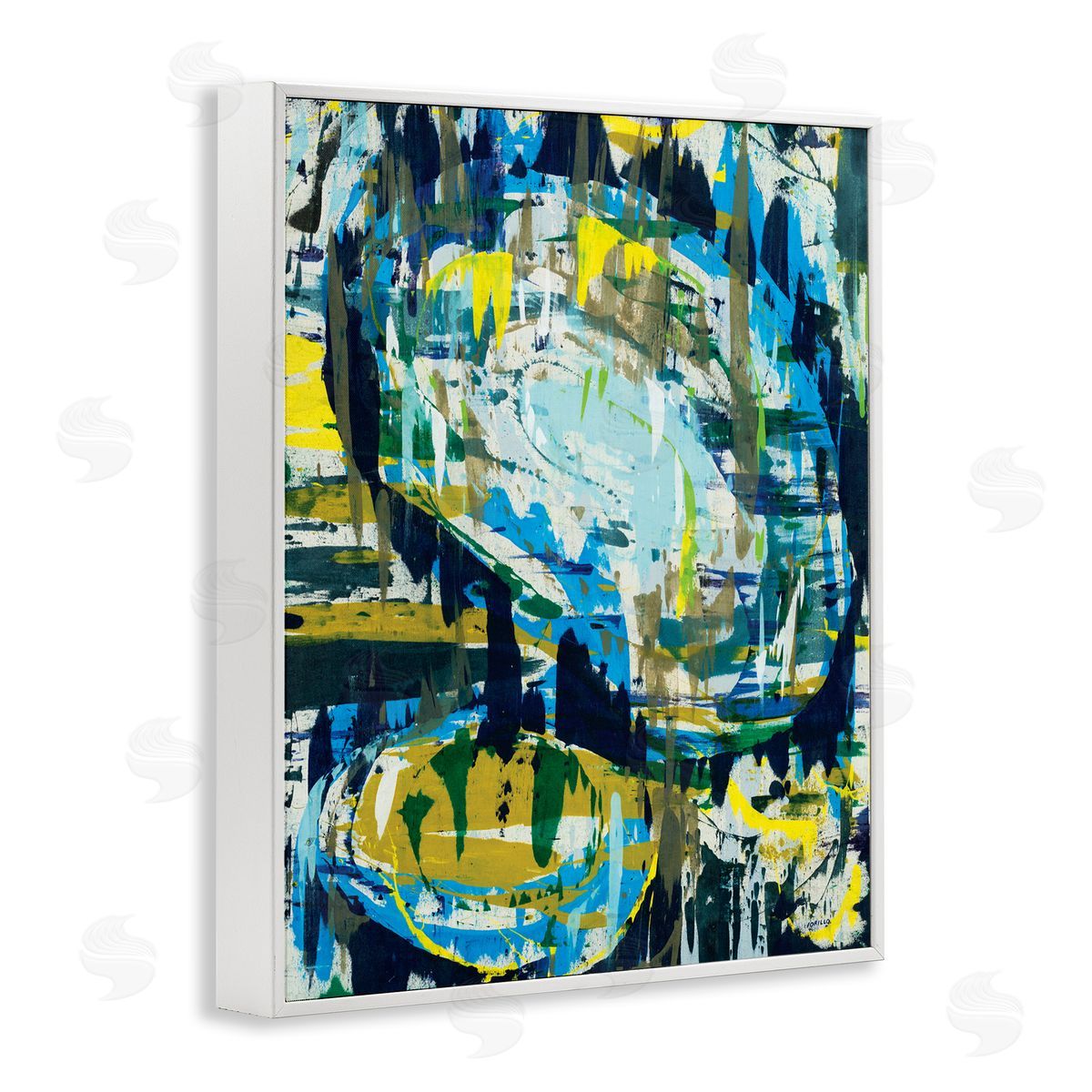 Jeff Iorillo Surreal Abstract Shapes Blue Green Brush Strokes