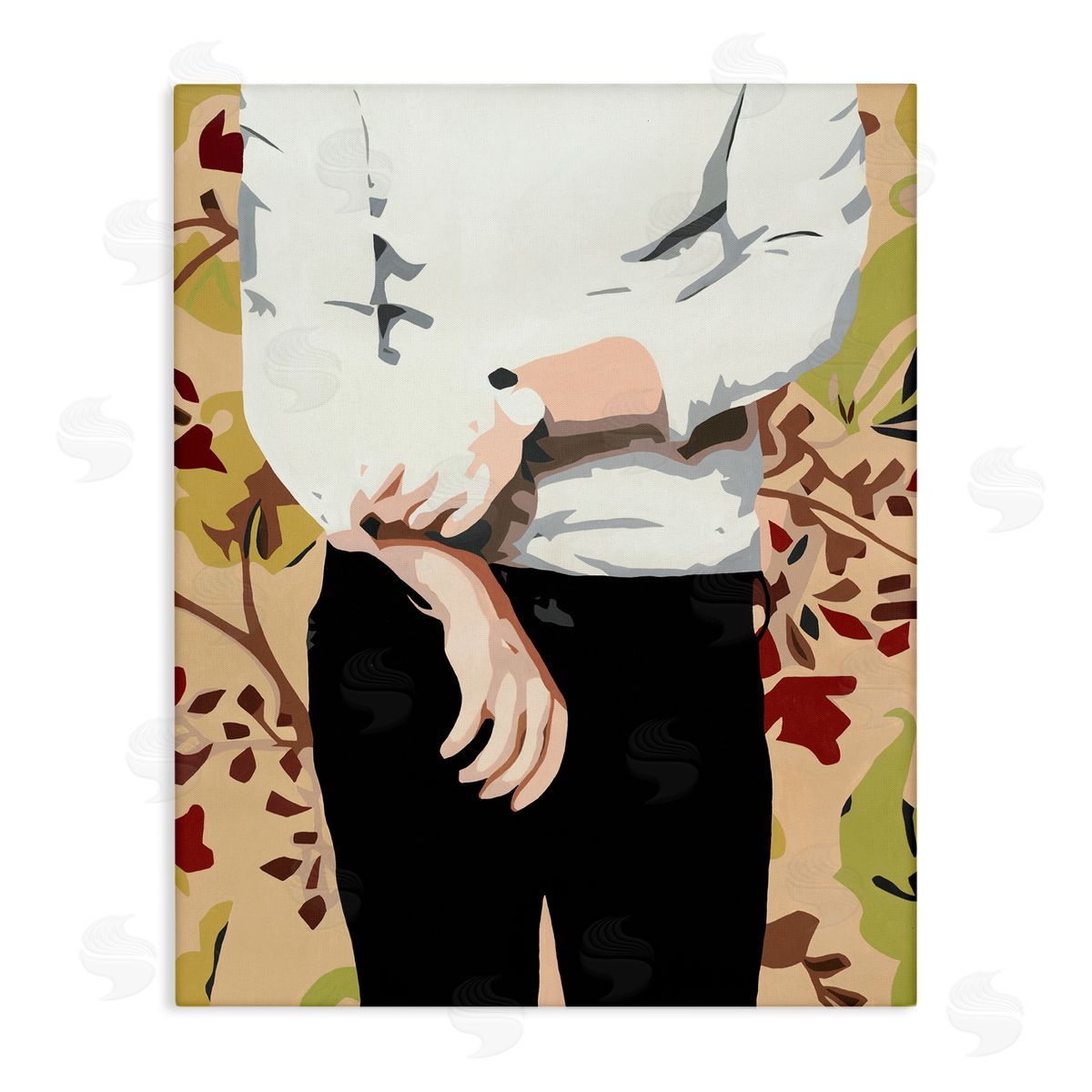 Beth Ann Lawson Glam Man Rolling Up Sleeve over Floral Pattern