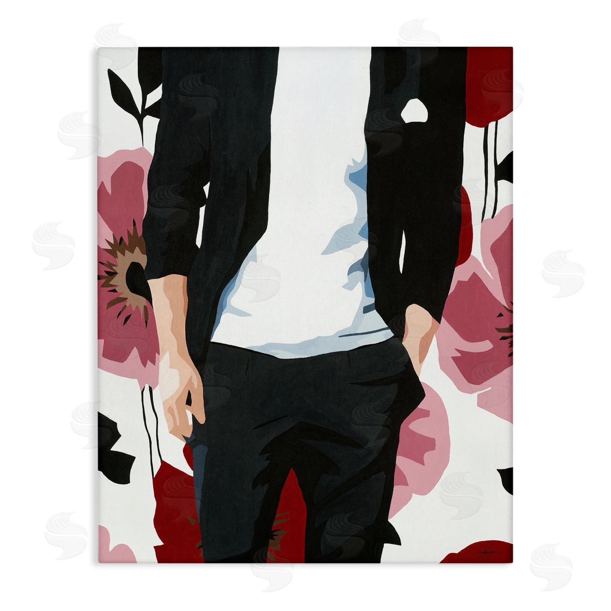 Beth Ann Lawson Men's Casual Fashion Suit Pink Floral Pattern
