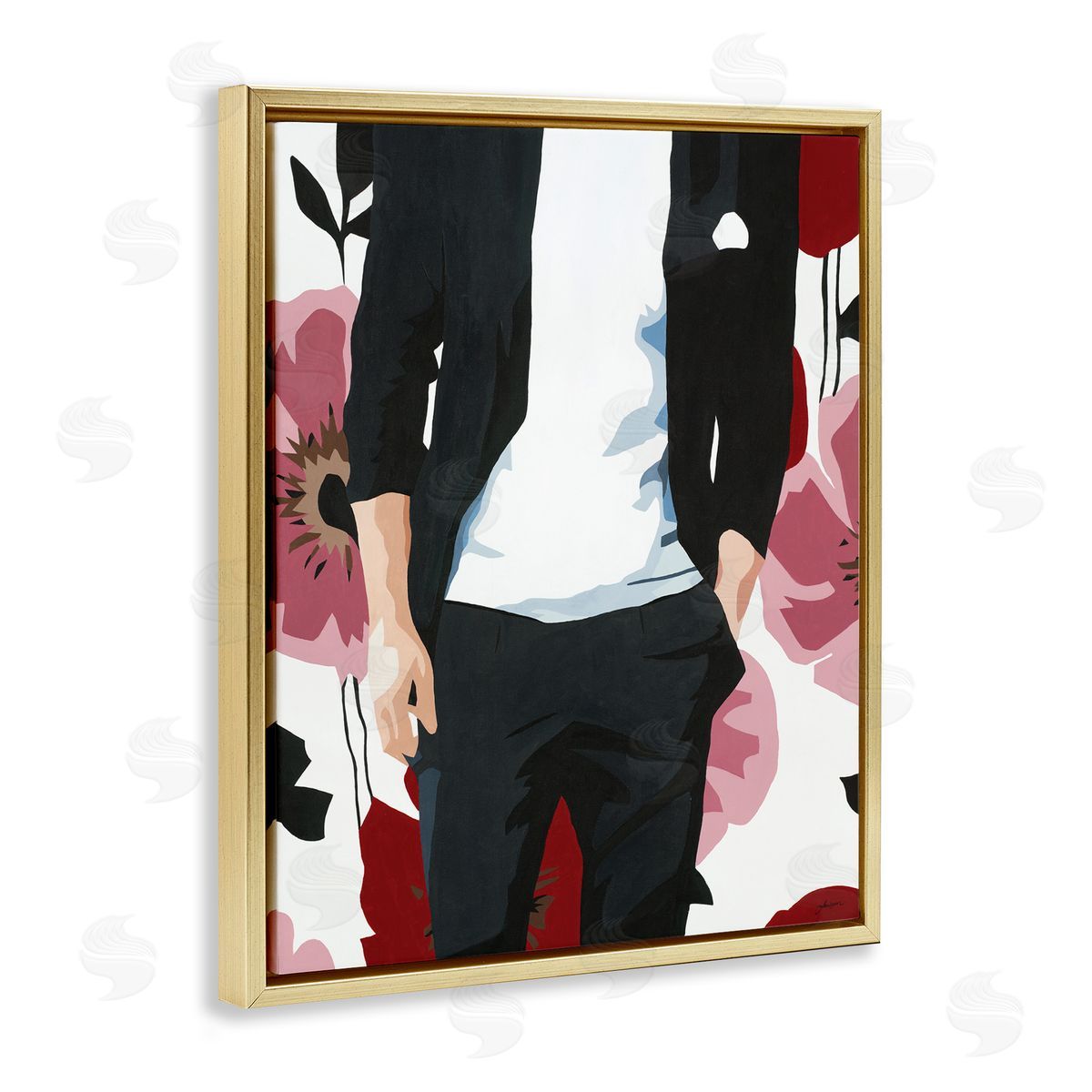 Beth Ann Lawson Men's Casual Fashion Suit Pink Floral Pattern