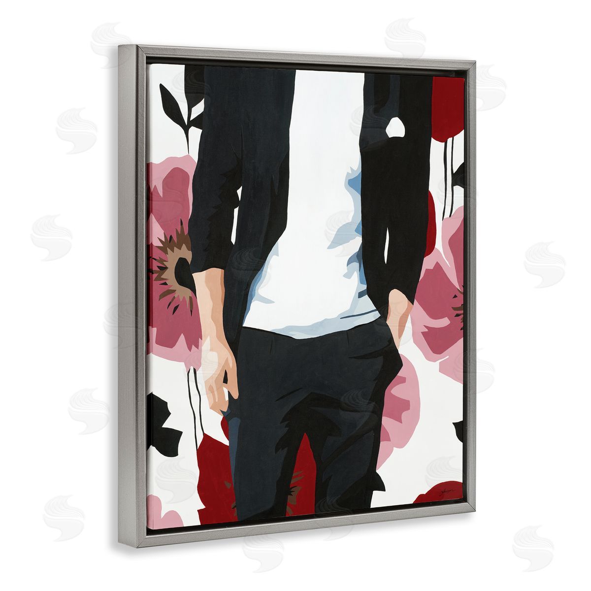 Beth Ann Lawson Men's Casual Fashion Suit Pink Floral Pattern