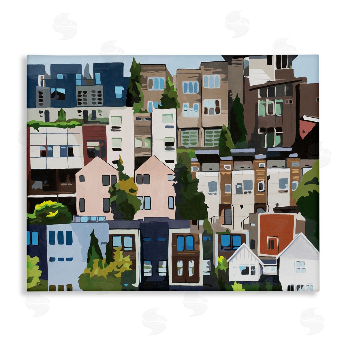 Beth Ann Lawson Urban Apartments Cityscape Colorful Abstract Trees