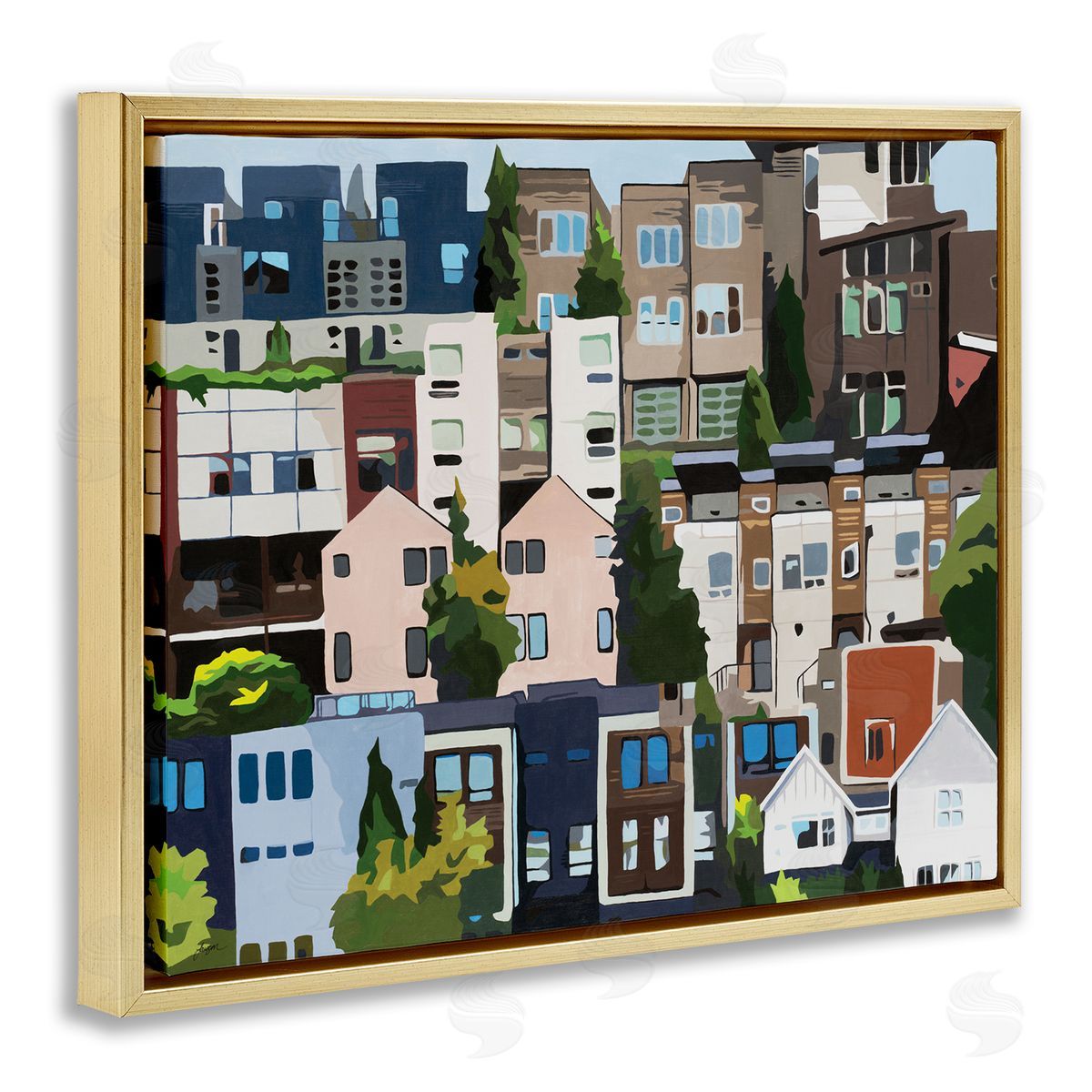 Beth Ann Lawson Urban Apartments Cityscape Colorful Abstract Trees