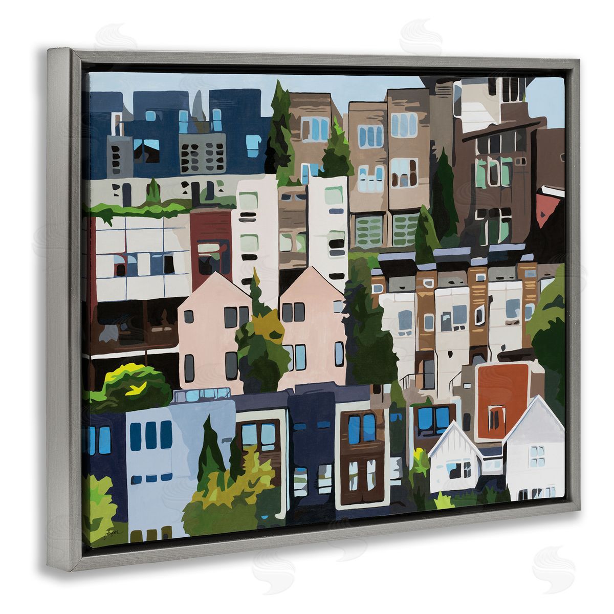 Beth Ann Lawson Urban Apartments Cityscape Colorful Abstract Trees