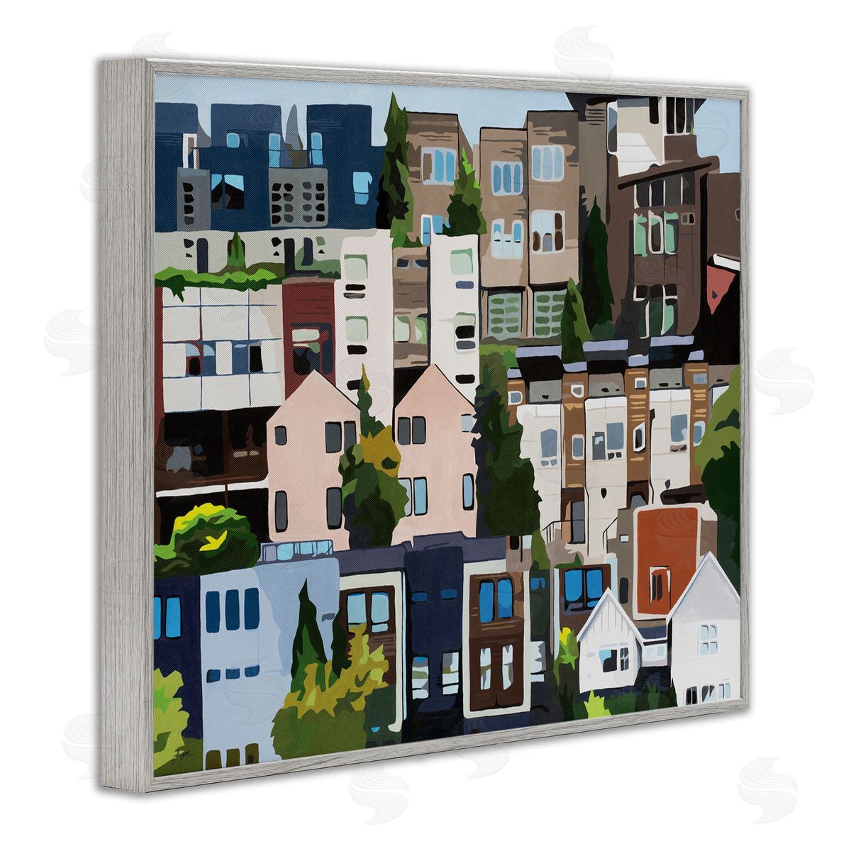 Beth Ann Lawson Urban Apartments Cityscape Colorful Abstract Trees