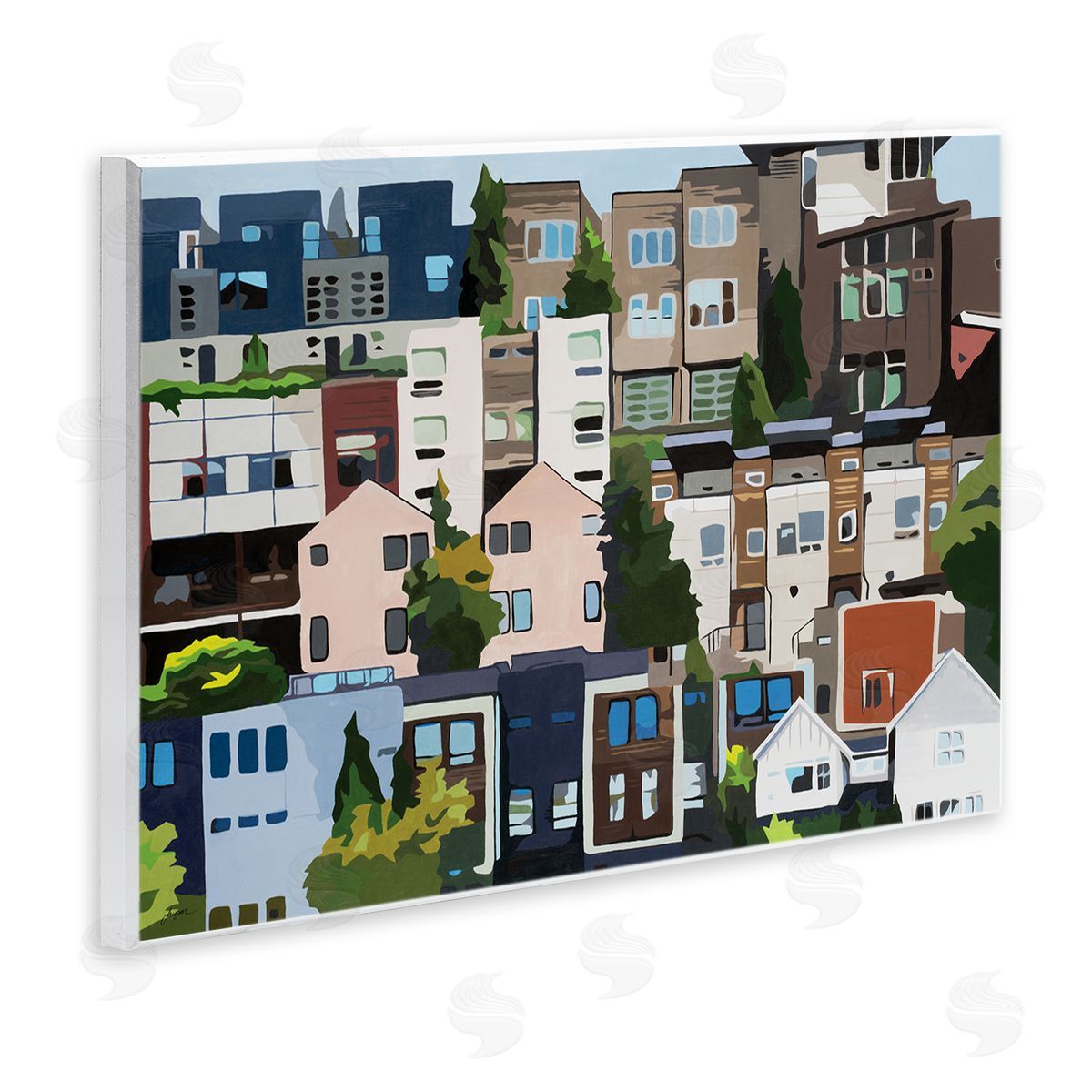 Beth Ann Lawson Urban Apartments Cityscape Colorful Abstract Trees