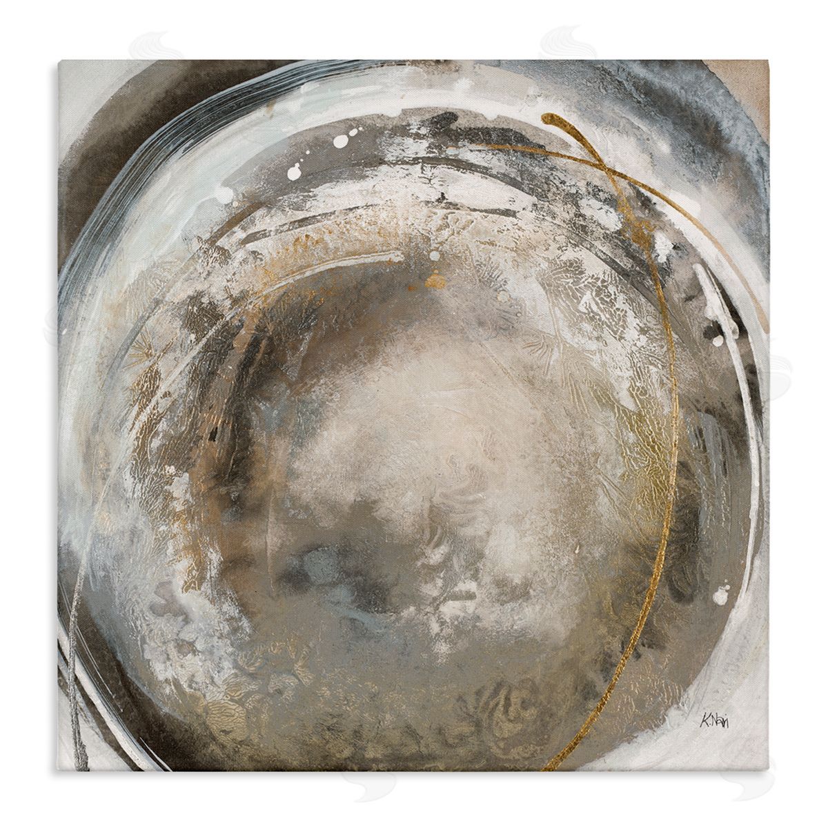 K. Nari Avante-Garde Abstraction Beige Circular Swirls Stretched Canvas Wall Art Print