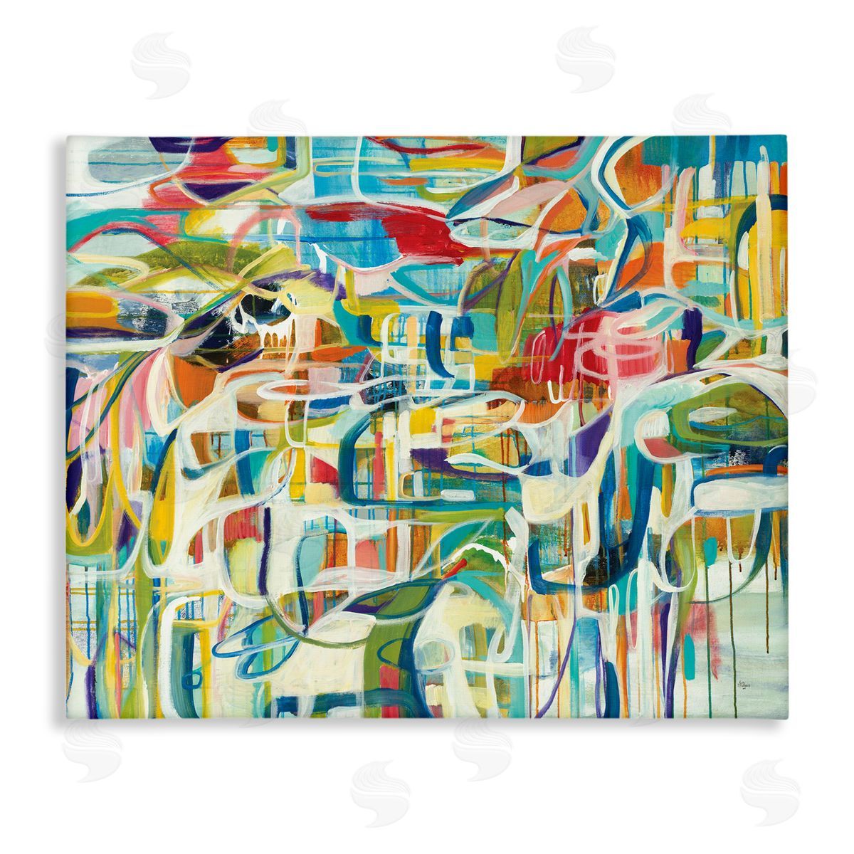 Lisa Ridgers Bright Complex Curved Abstractions Blue Green Shapes