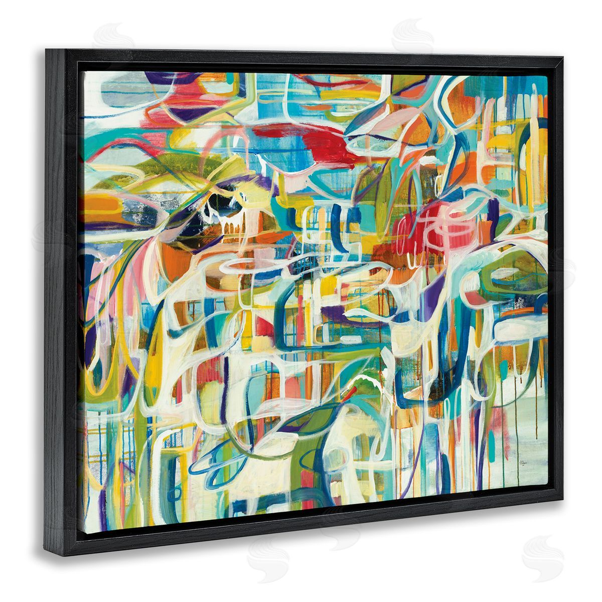 Lisa Ridgers Bright Complex Curved Abstractions Blue Green Shapes