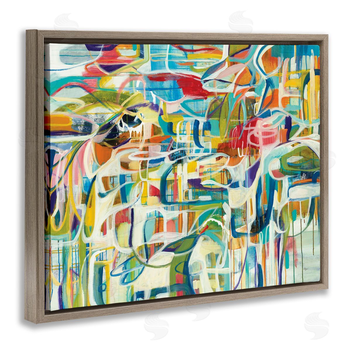Lisa Ridgers Bright Complex Curved Abstractions Blue Green Shapes