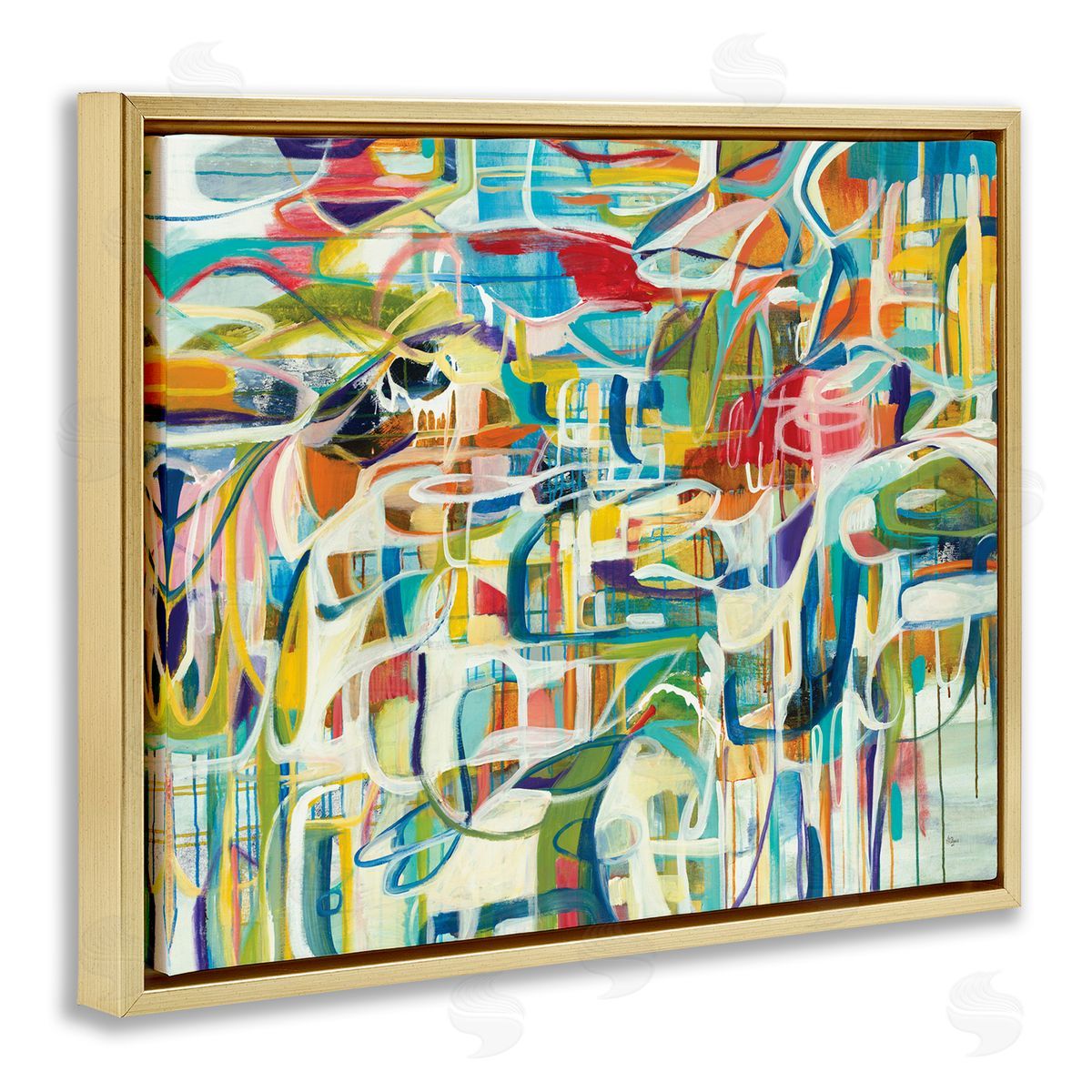 Lisa Ridgers Bright Complex Curved Abstractions Blue Green Shapes