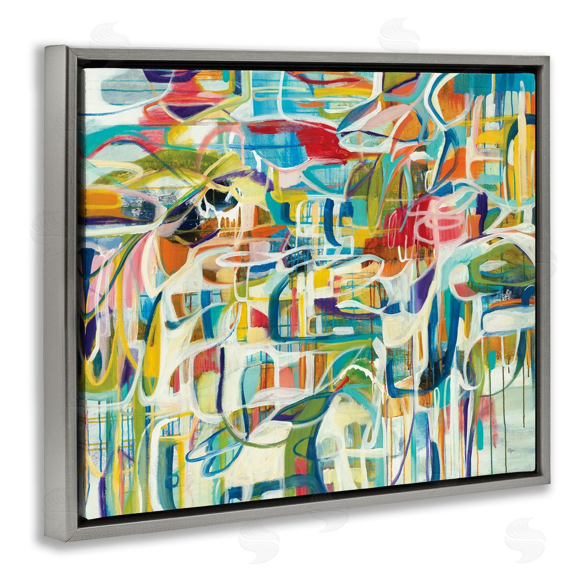 Lisa Ridgers Bright Complex Curved Abstractions Blue Green Shapes