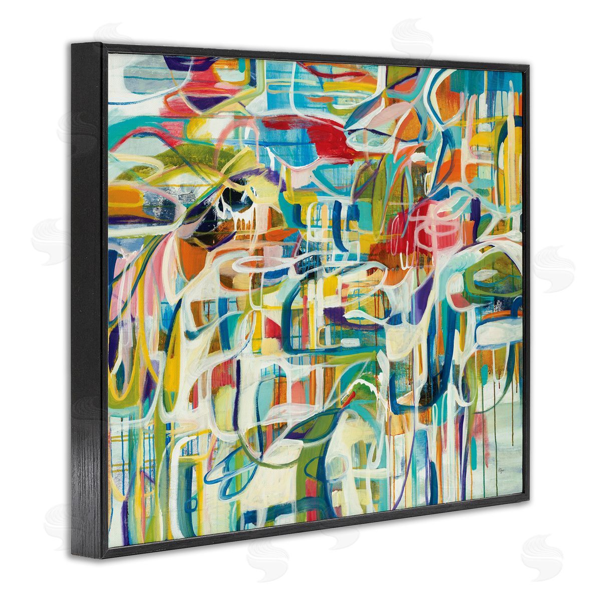 Lisa Ridgers Bright Complex Curved Abstractions Blue Green Shapes