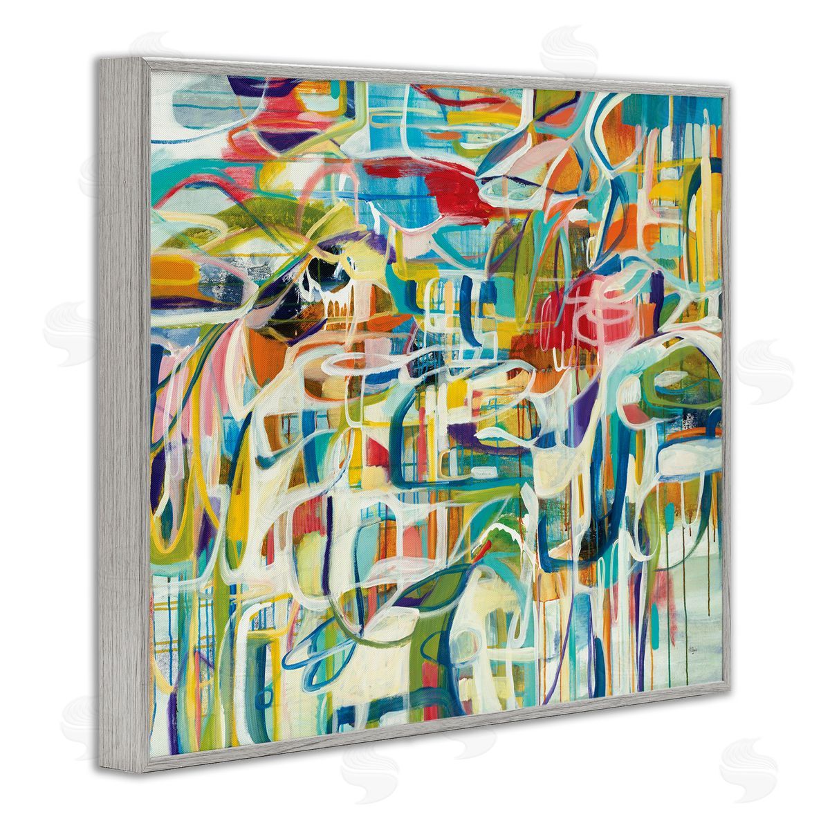Lisa Ridgers Bright Complex Curved Abstractions Blue Green Shapes