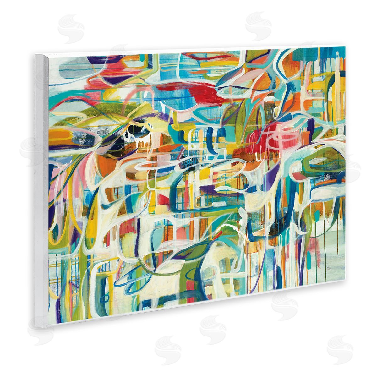 Lisa Ridgers Bright Complex Curved Abstractions Blue Green Shapes