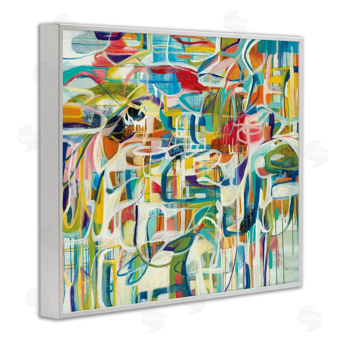 Lisa Ridgers Bright Complex Curved Abstractions Blue Green Shapes