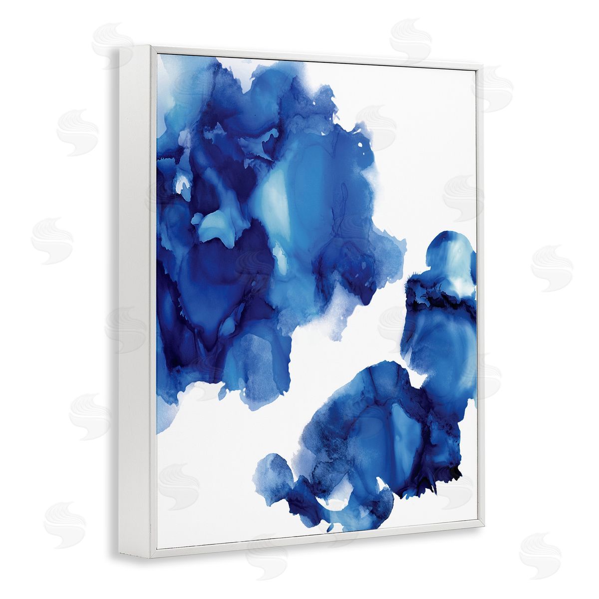 Lauren Mitchell Blue Ink Blot Abstraction Over White