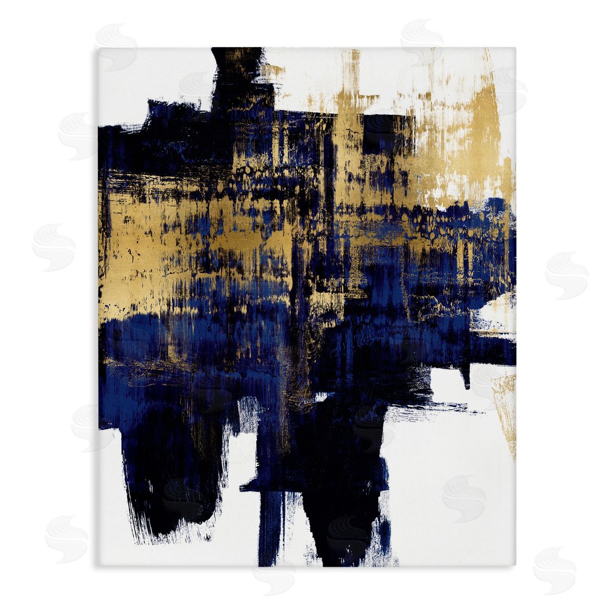Alex Wise Mellow Blue Gold Brush Stroke Abstract