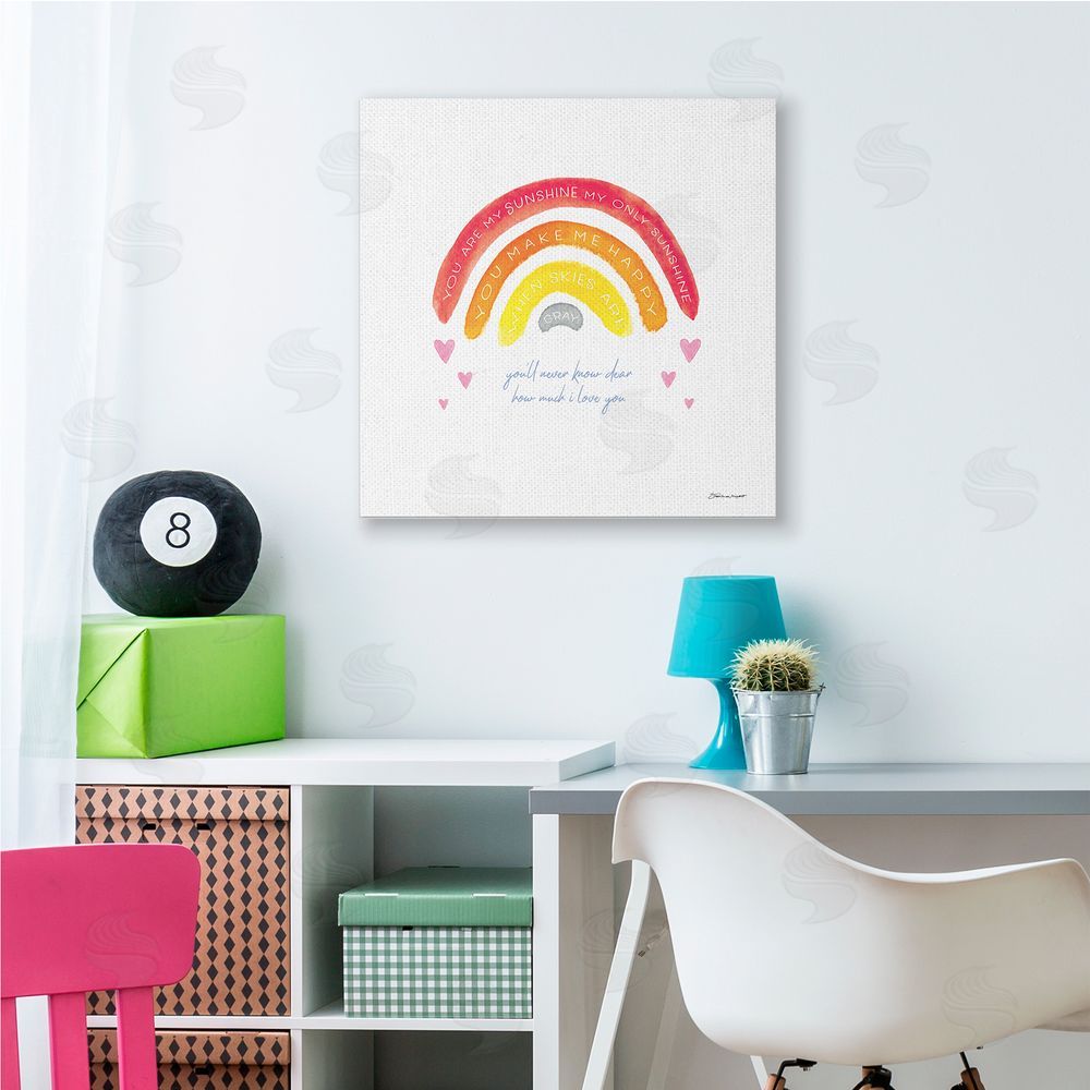 Stephanie Workman Marrott My Sunshine when Sky's Gray Sentiment Rainbow Hearts Canvas Wall Art in Room