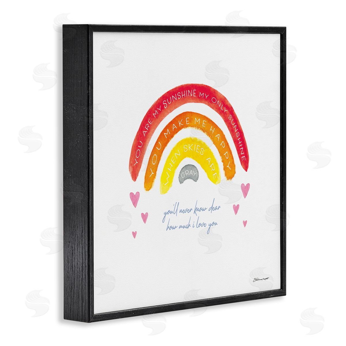 Stephanie Workman Marrott My Sunshine when Sky's Gray Sentiment Rainbow Hearts Black Framed Glicee Wall Art Print